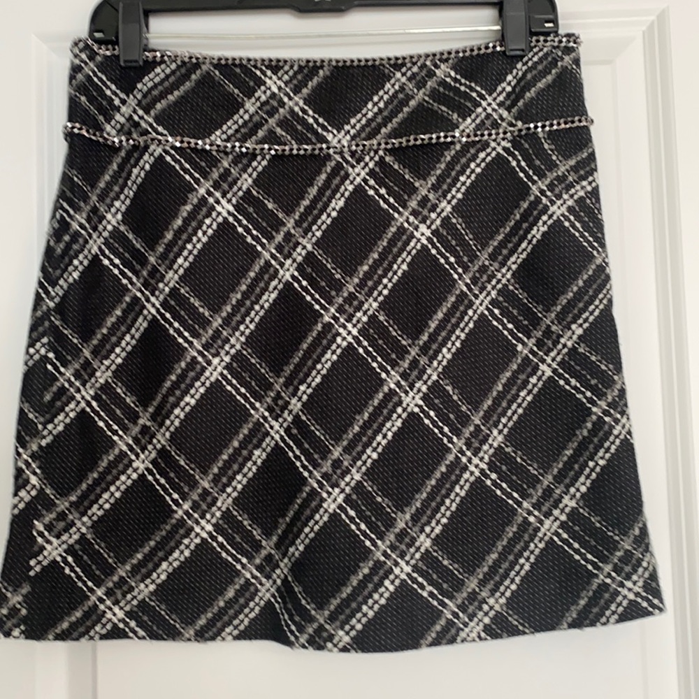 The Limited Black, Gray, White Plaid Skirt